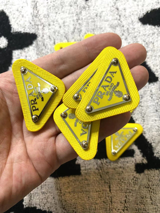 Yellow Prada Badge Emblem Metal Handmade Accessory