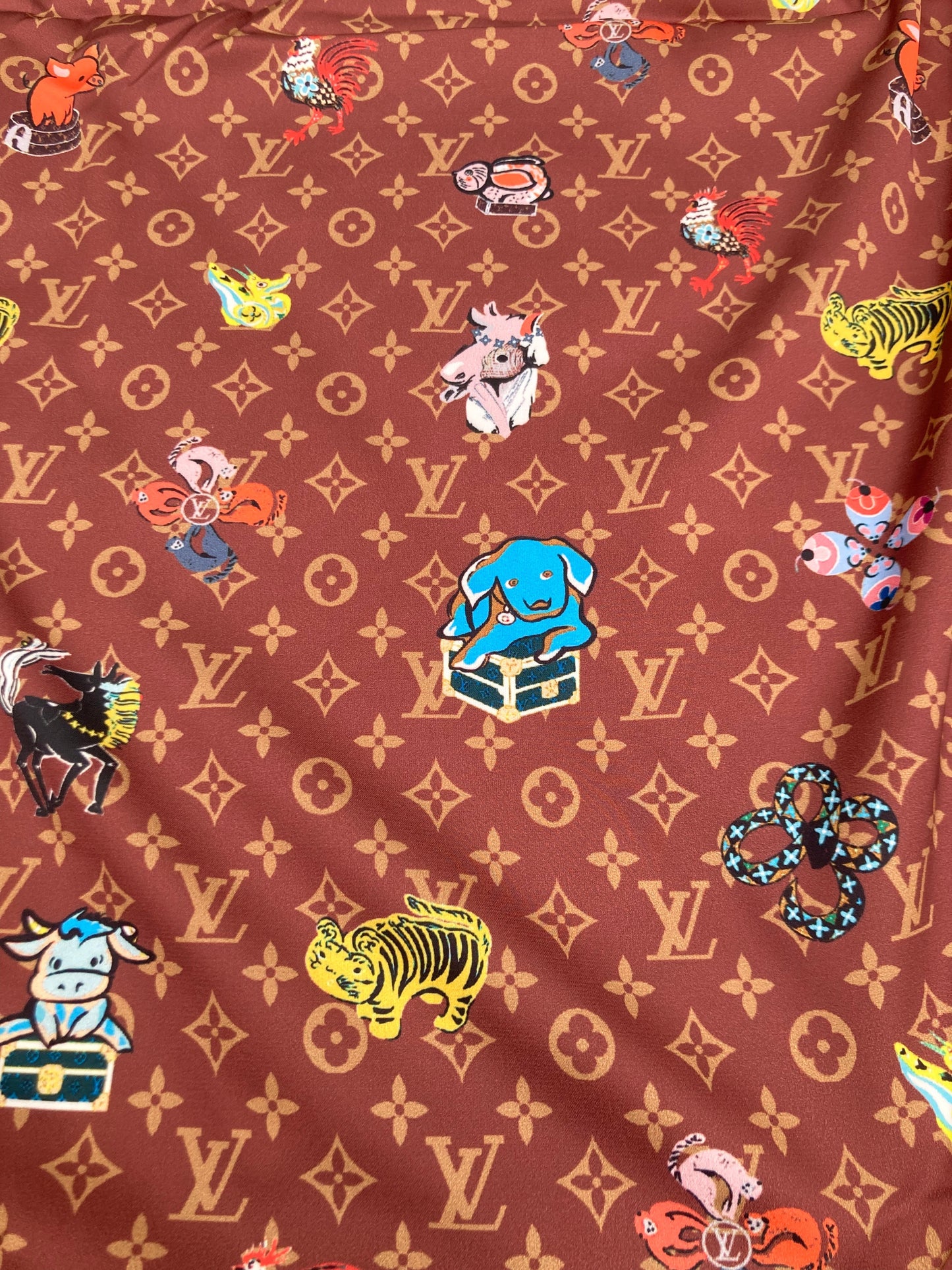 Classic LV Satin Fabric for Sewing Handmade DIY Bag Lining Pajama Fabric Sold by Yard
