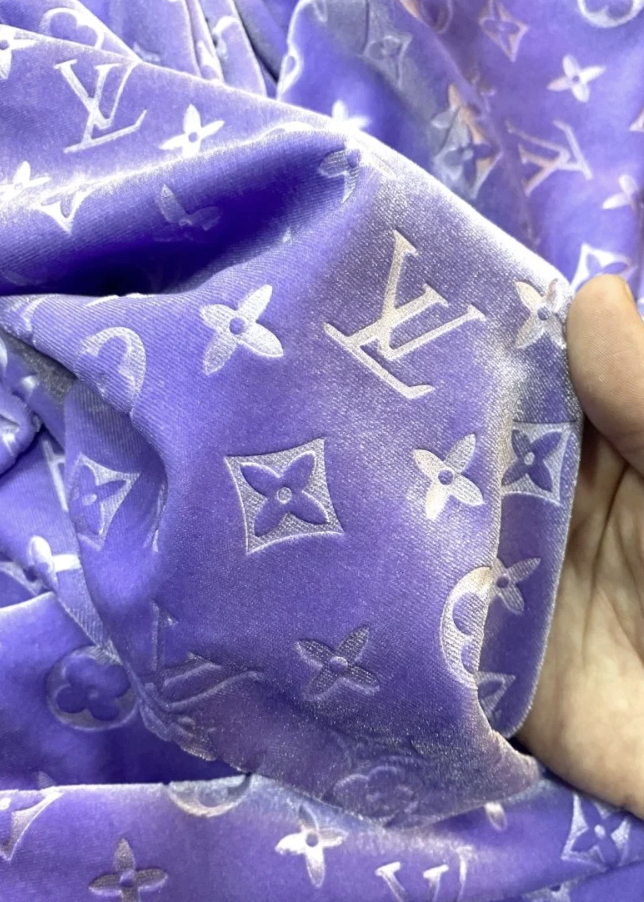 Lavender Light Purple LV Velvet Fabric – Luxury Designer Velvet for Handmade Sneakers
