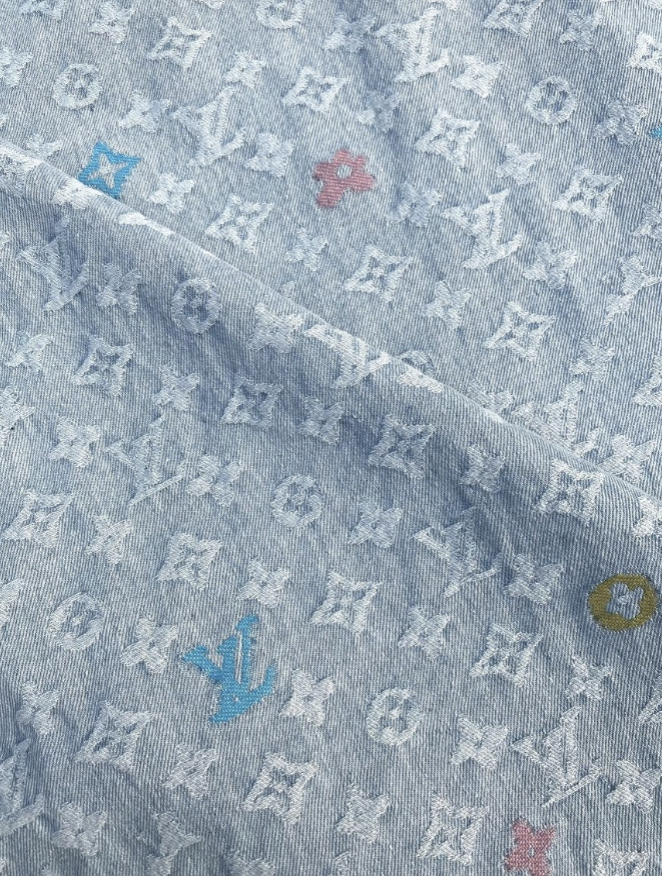 Light LV Louis Vuitton Denim Fabric Sold by Yard for Custom Handmade Jeans DIY