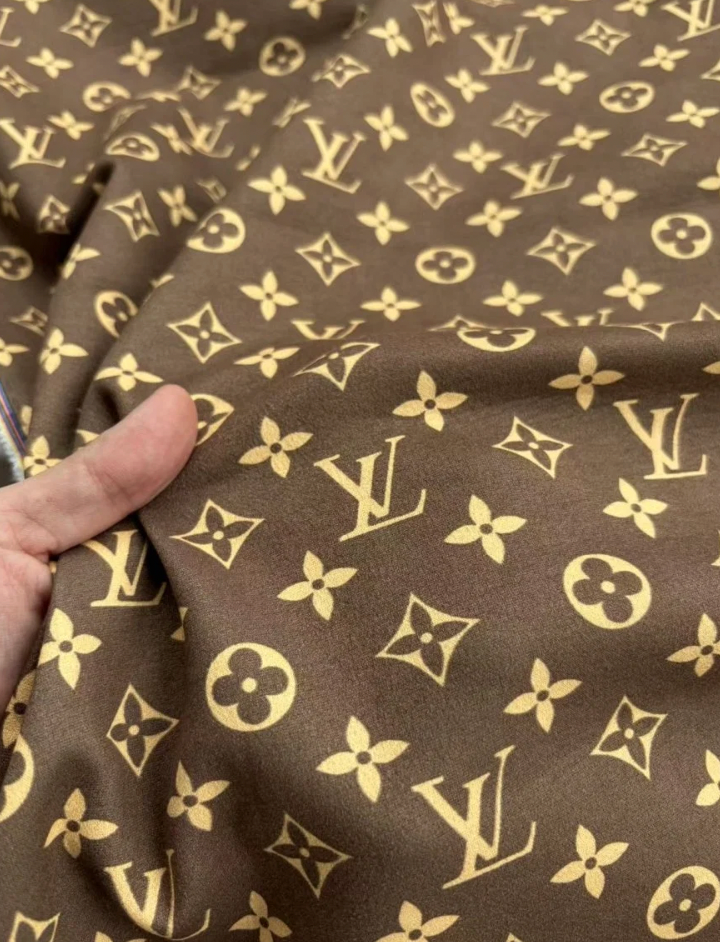 Classic Brown Louis Vuitton Suede Fabric Stretchy Velvet for Speaker Pod Cover DIY