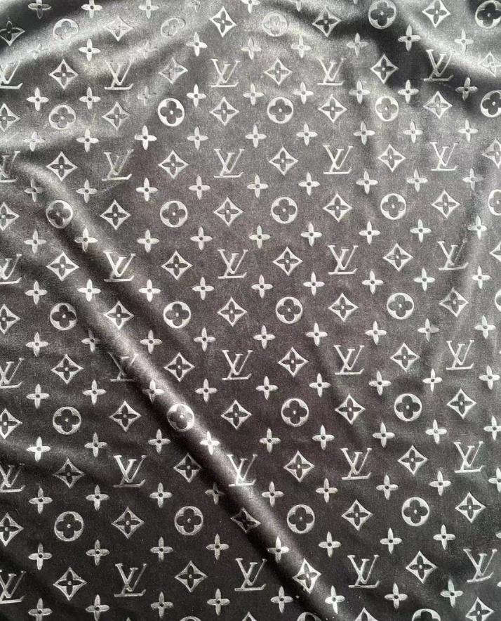 Luxury Grey LV Velvet Louis Vuitton Fabric for Sneaker Car Interior Upholstery Sofa Home Made