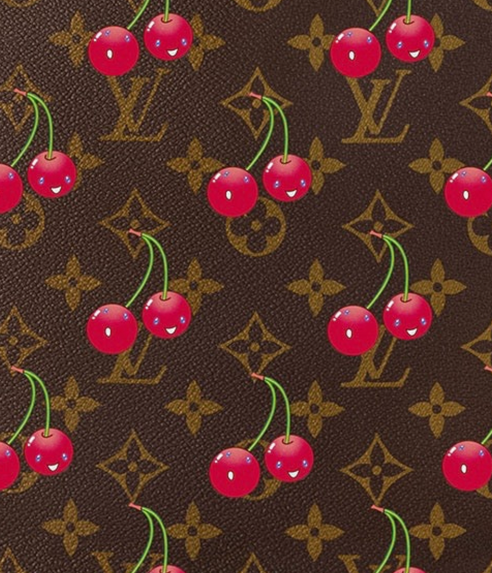 Classic Brown LV Cherry Designer Leather for Sewing Project