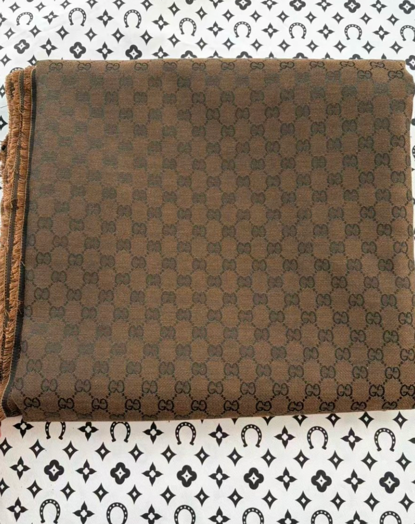 Dark Tan Gucci Jacquard Sewing Fabric for DIY Crafts Custom Sneaker