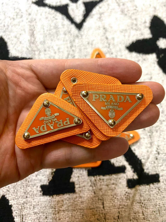 Orange Prada Badge Metal Handmade Accessory