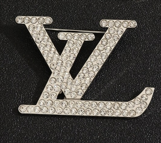 LV rhinestone brooche pin