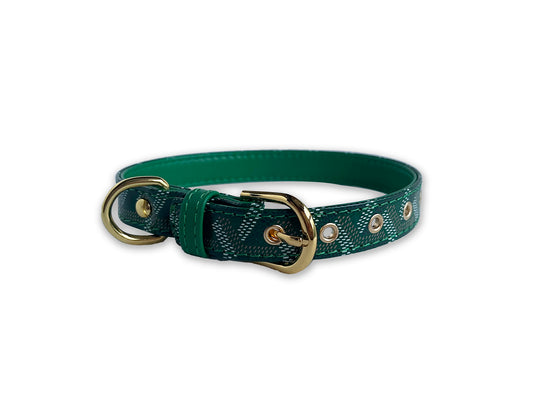 Green Goyard Luxury Designer Dog Collar