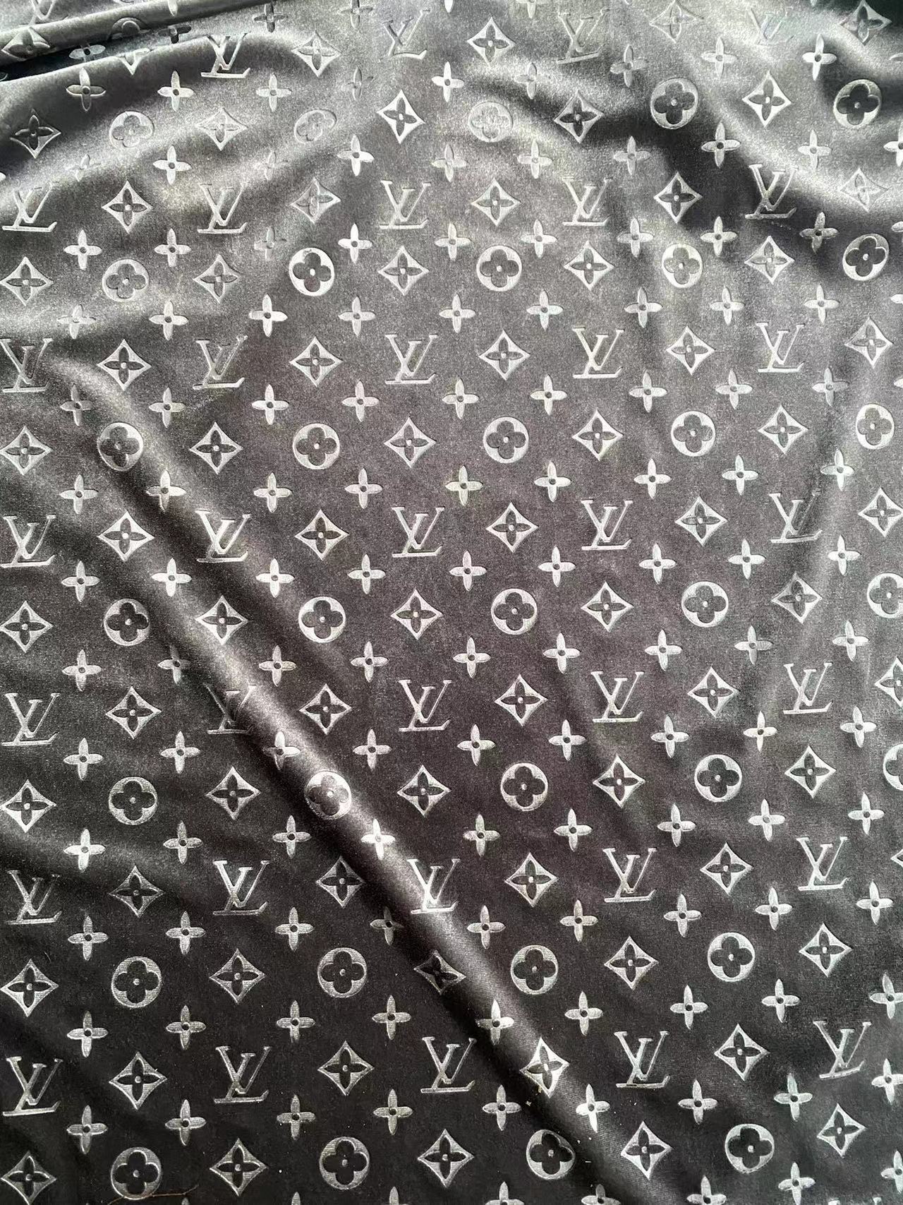 Grey LV Velvet Custom Sneakers Fabric