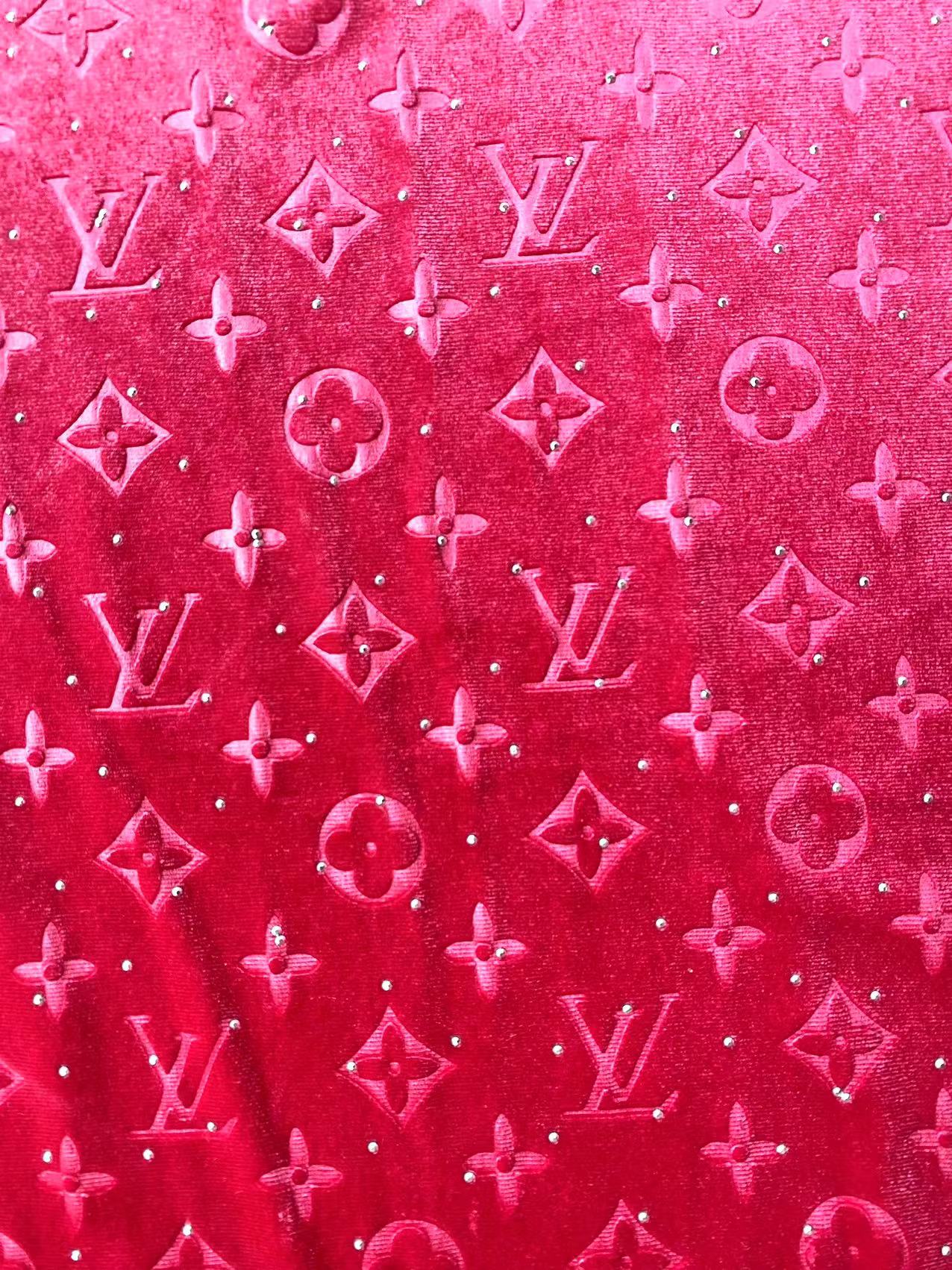 Hot Pink Diamond LV Louis Vuitton Velvet Sewing Upholstery Fabric for Custom DIY Project