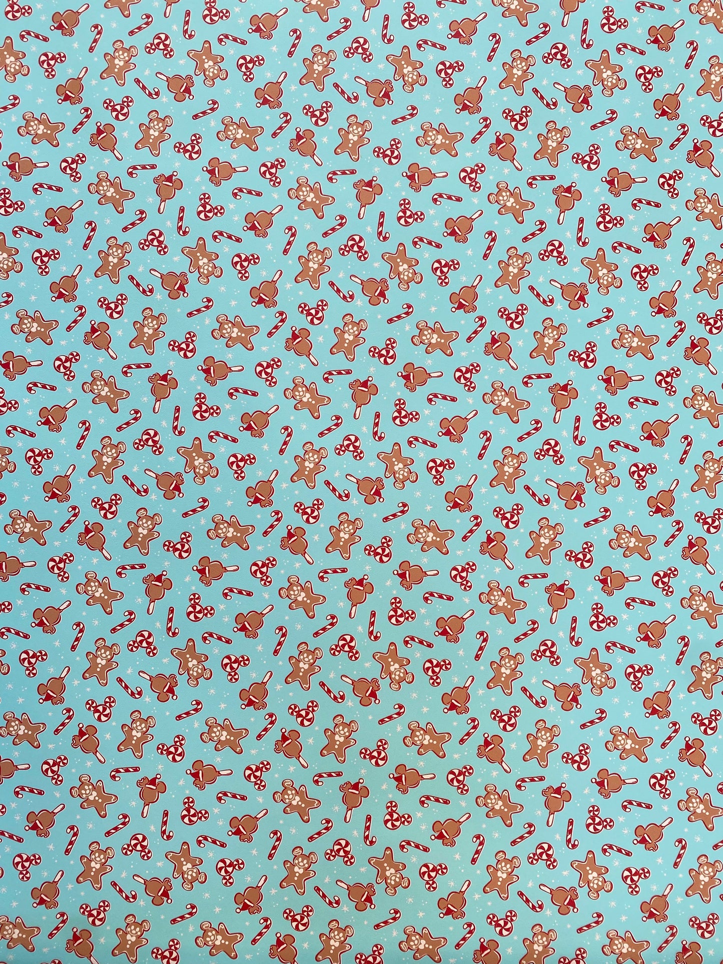 Christmas Gingerbread Man Cartoon Faux Leather Vinyl Fabric for Handmade Bag Making