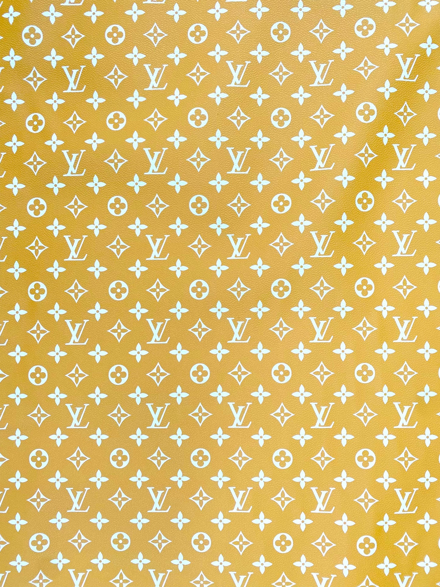 Yellow white LV Monogram Custom Leather for Sneakers Upholstery Car