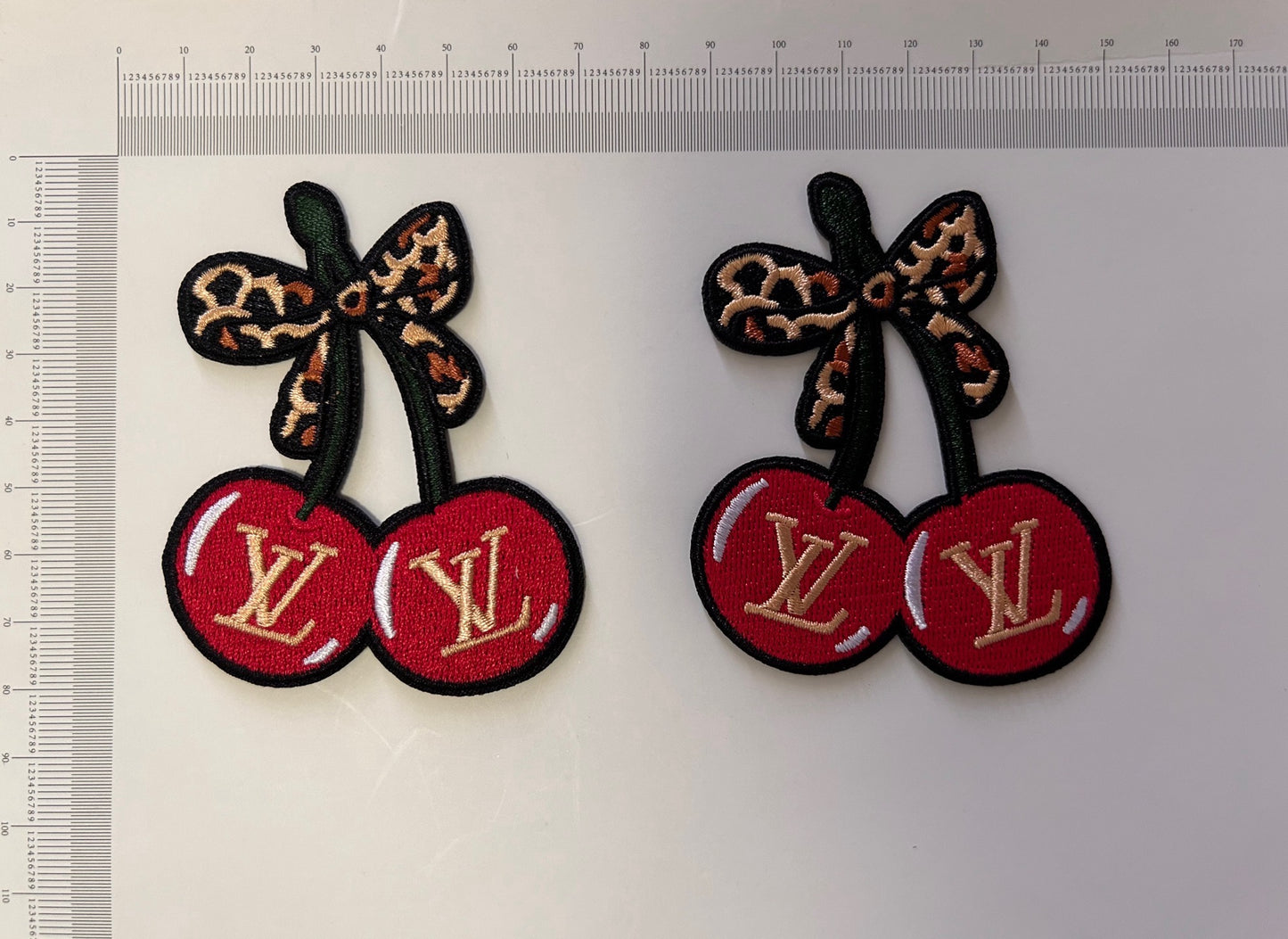 Embroidery Cherry LV Patches Custom Clothing Jackets