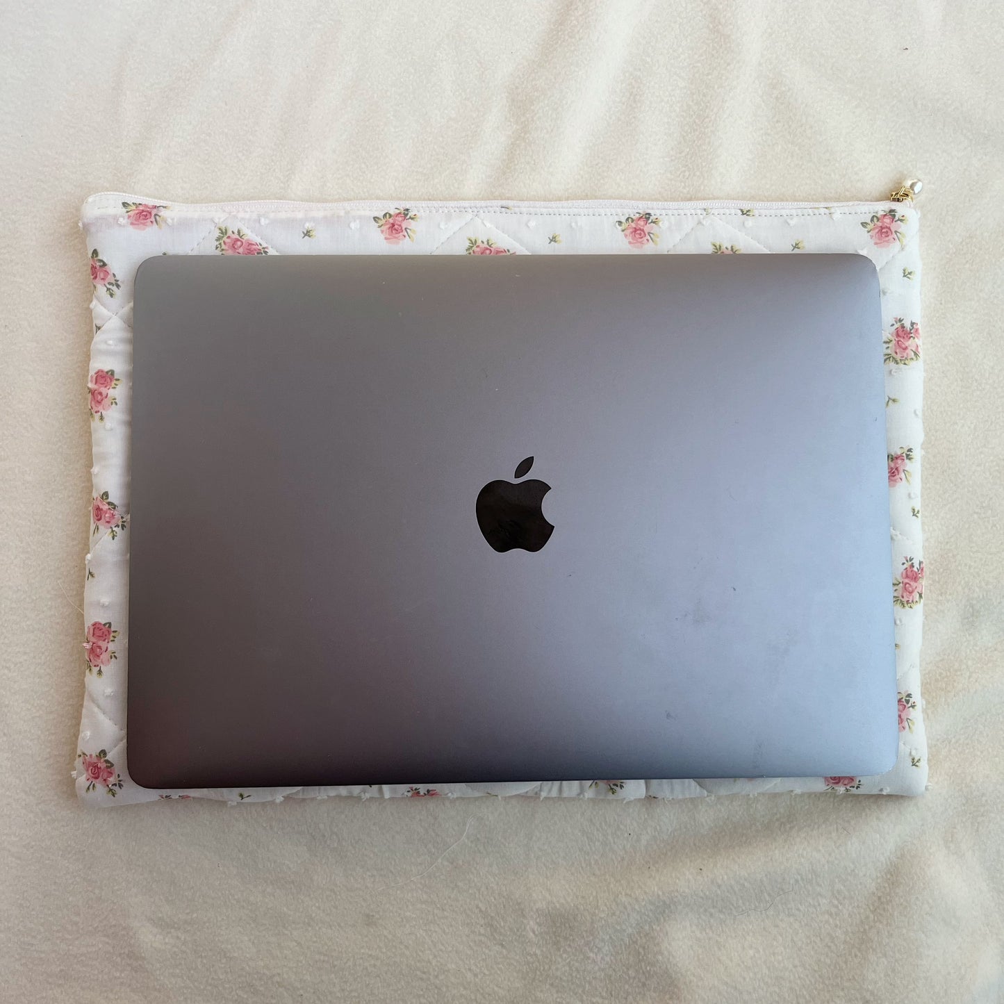 Pink Floral Handmade Quilted Laptop Sleeve/Bag, Quilted iPad Pouch