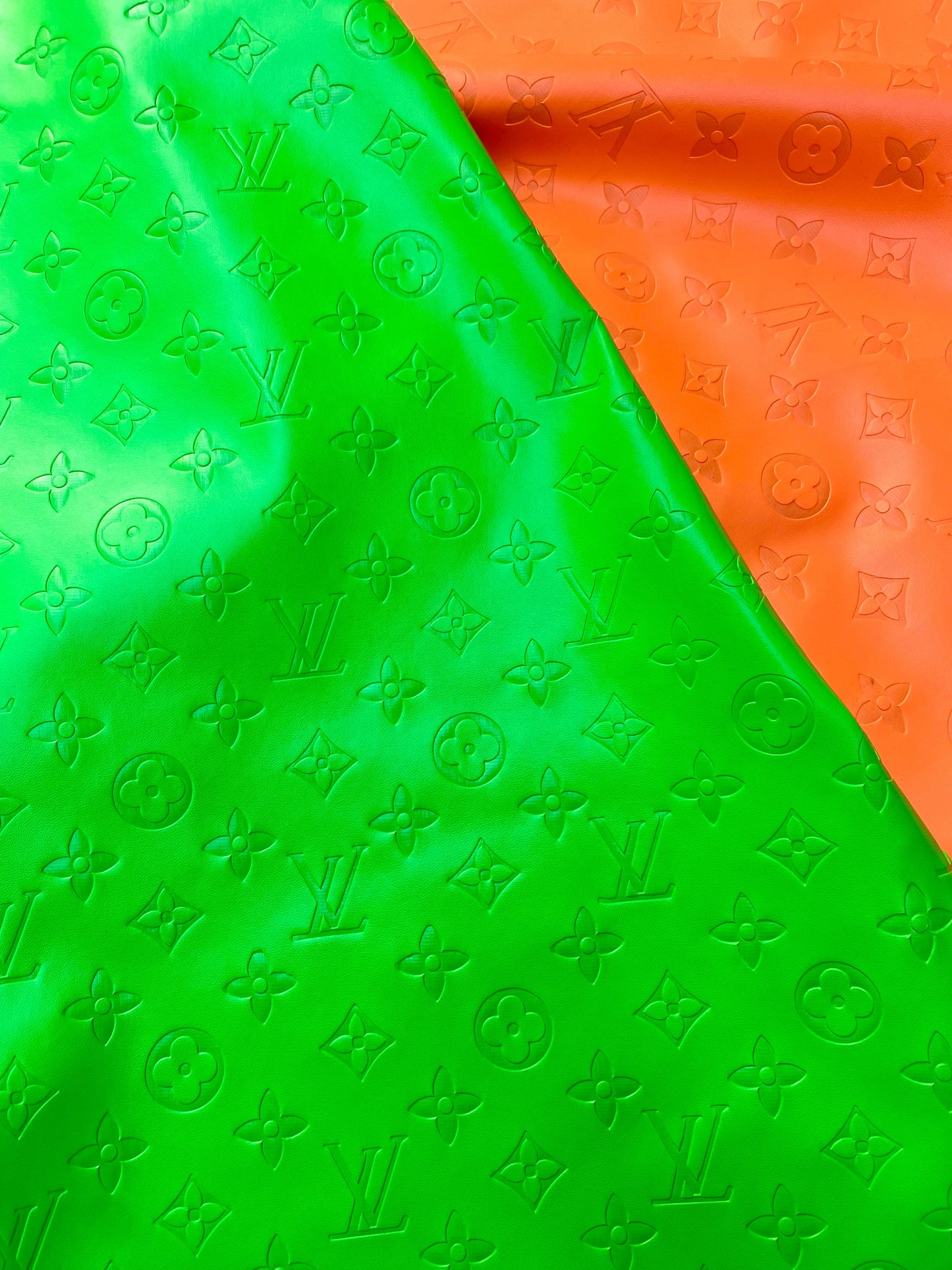 Vivid Neon Green Soft LV Leather Sheet Vinyl Fabric for Handmade DIY Upholstery Custom Shoes