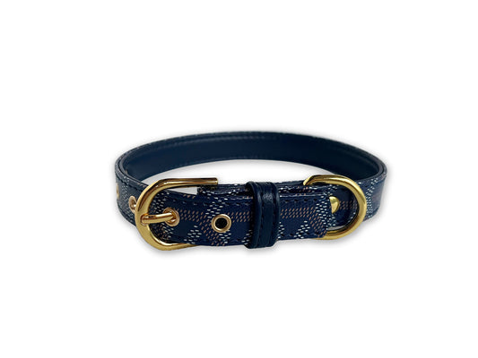 Luxury Handmade Authentic Navy Goyard Designer Dog Collar Pet Suppiler