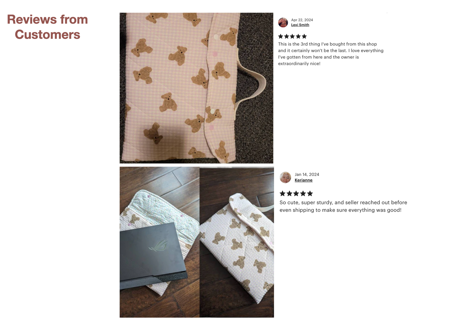 Cute Bear Handmade quilted Laptop Sleeve With Strap, Quilted iPad Pouch