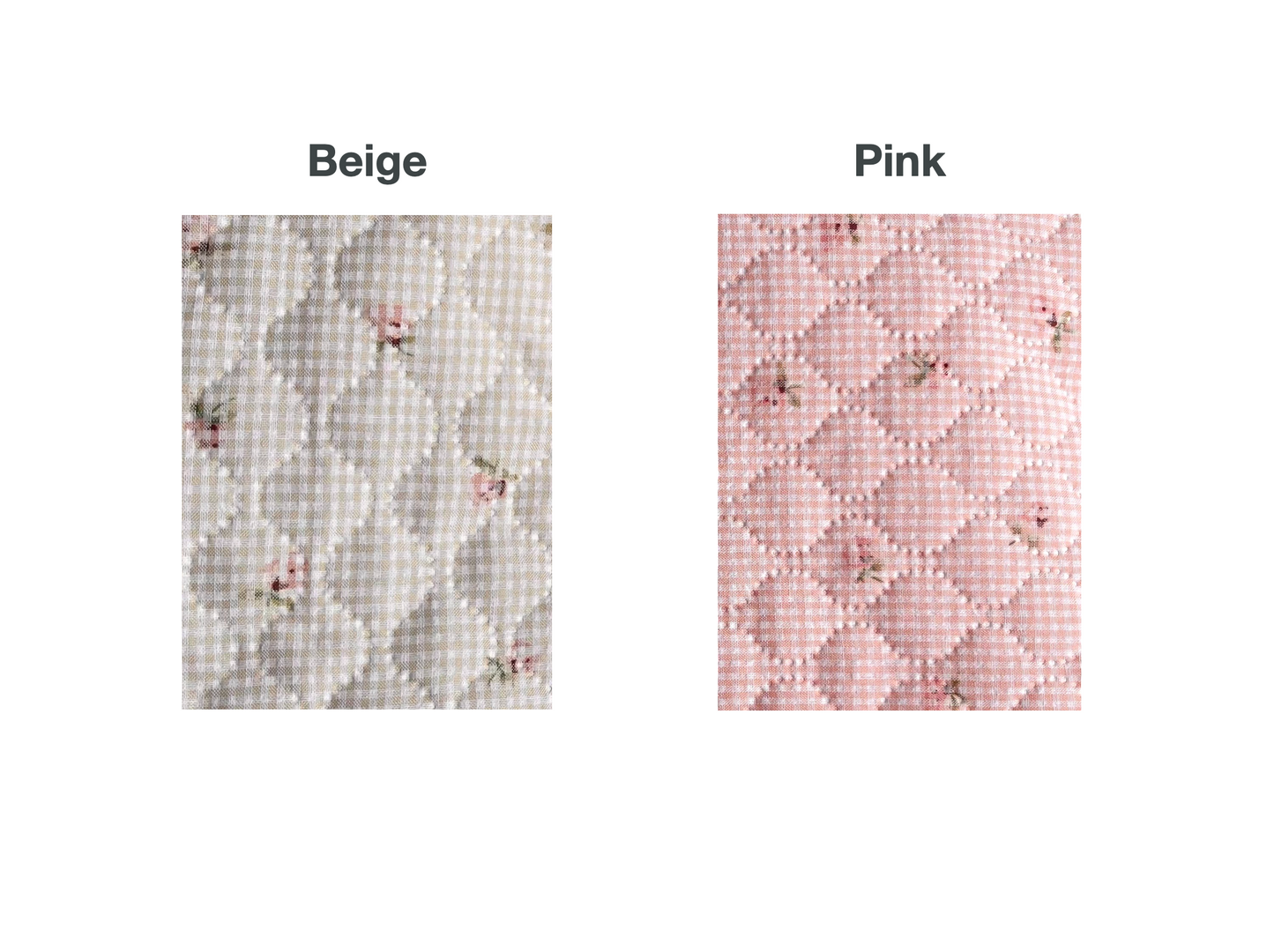 Quilted makeup bag beige fabric with pink gingham lining,Bridesmaid gift, Gift for her