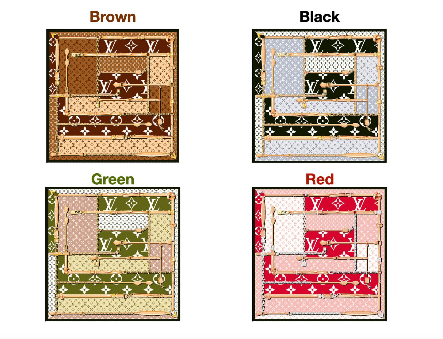 LV-Inspired 90×90cm Silk Scarf | Premium Luxury Monogram Design | Versatile Styling