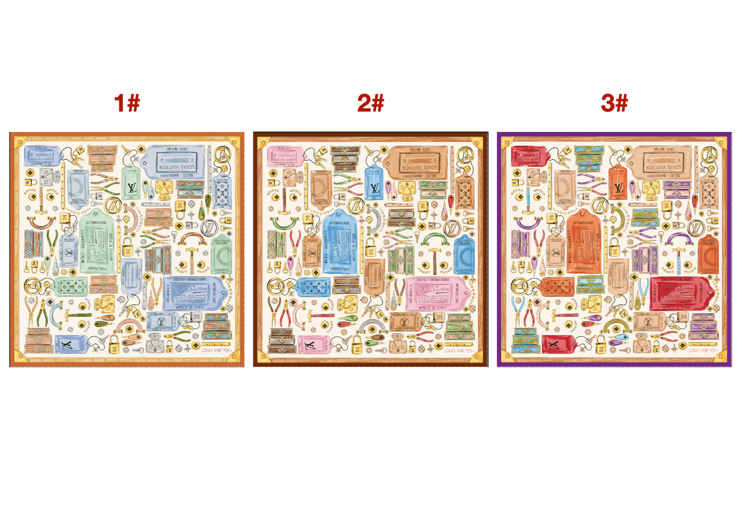 LV Inspired Tool & Hardware Print Silk Scarf