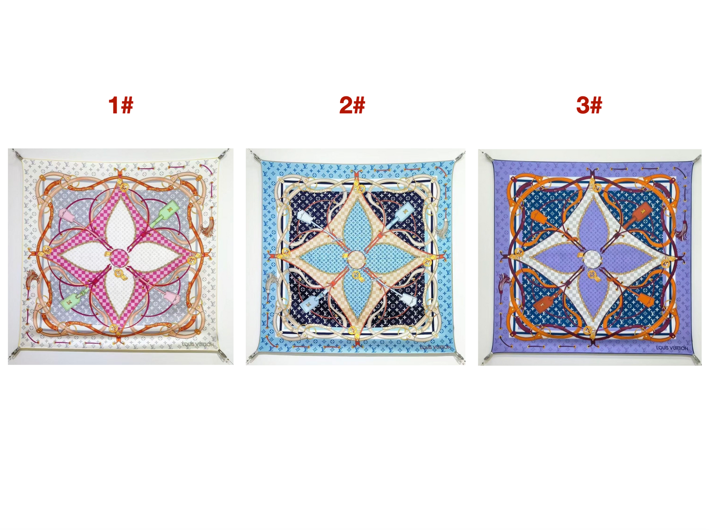 LV Flower And Straps Silk Scarves (90×90cm)