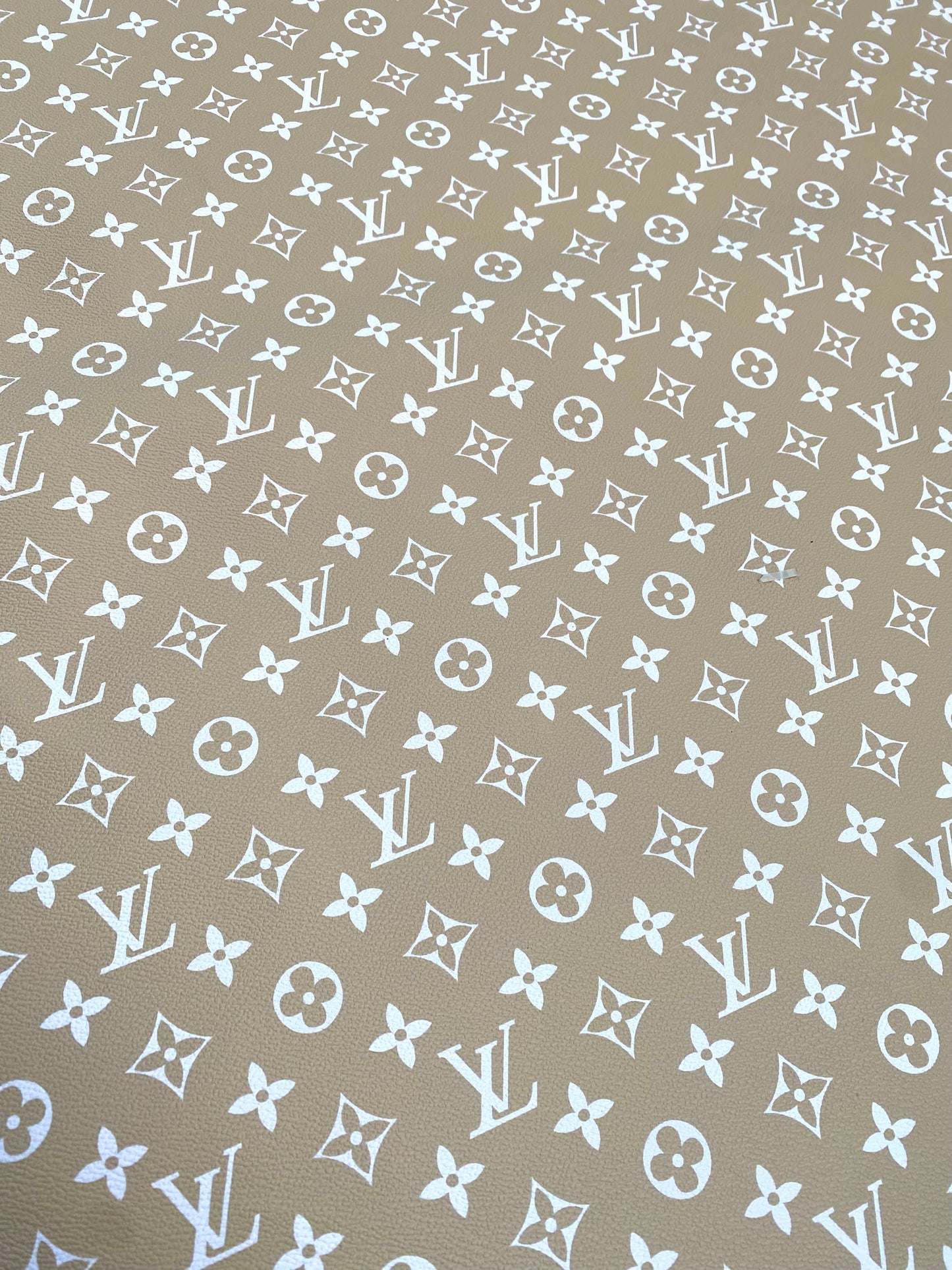 LV Vinyl Natural Color Designer Fabric for DIY Sewing Handmade Upholstery Custom Sneakers