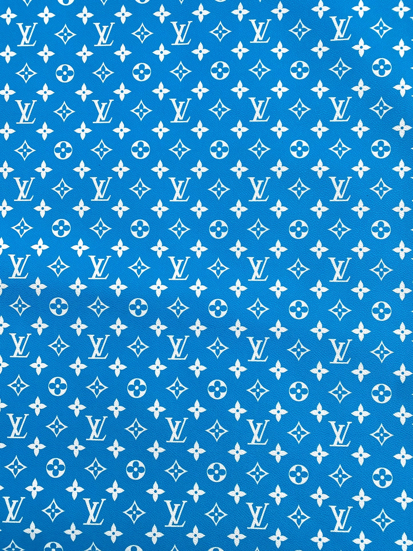 Sky Blue LV Vinyl Leather Fabric for Handmade DIY Sewing Custom Sneakers