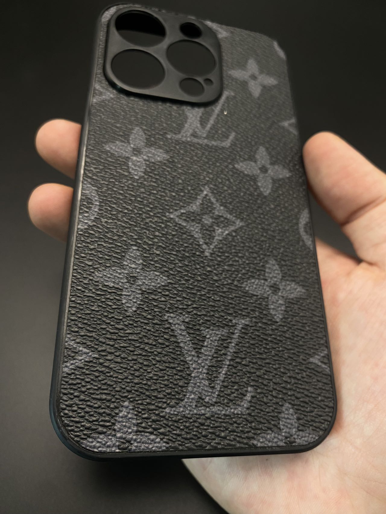 Classic Black LV Louis Vuitton Leather iPhone Case