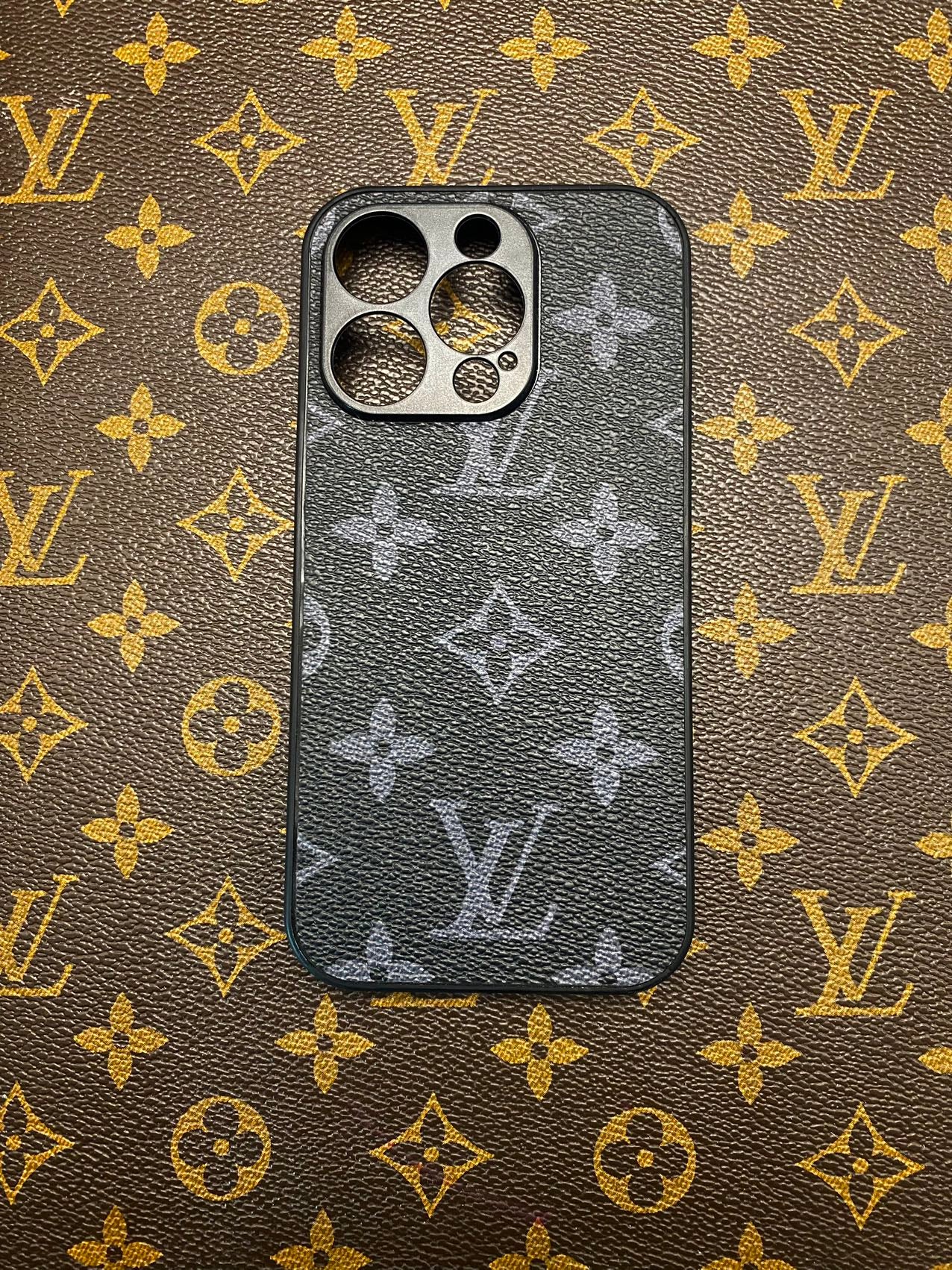 Classic Black LV Louis Vuitton Leather iPhone Case