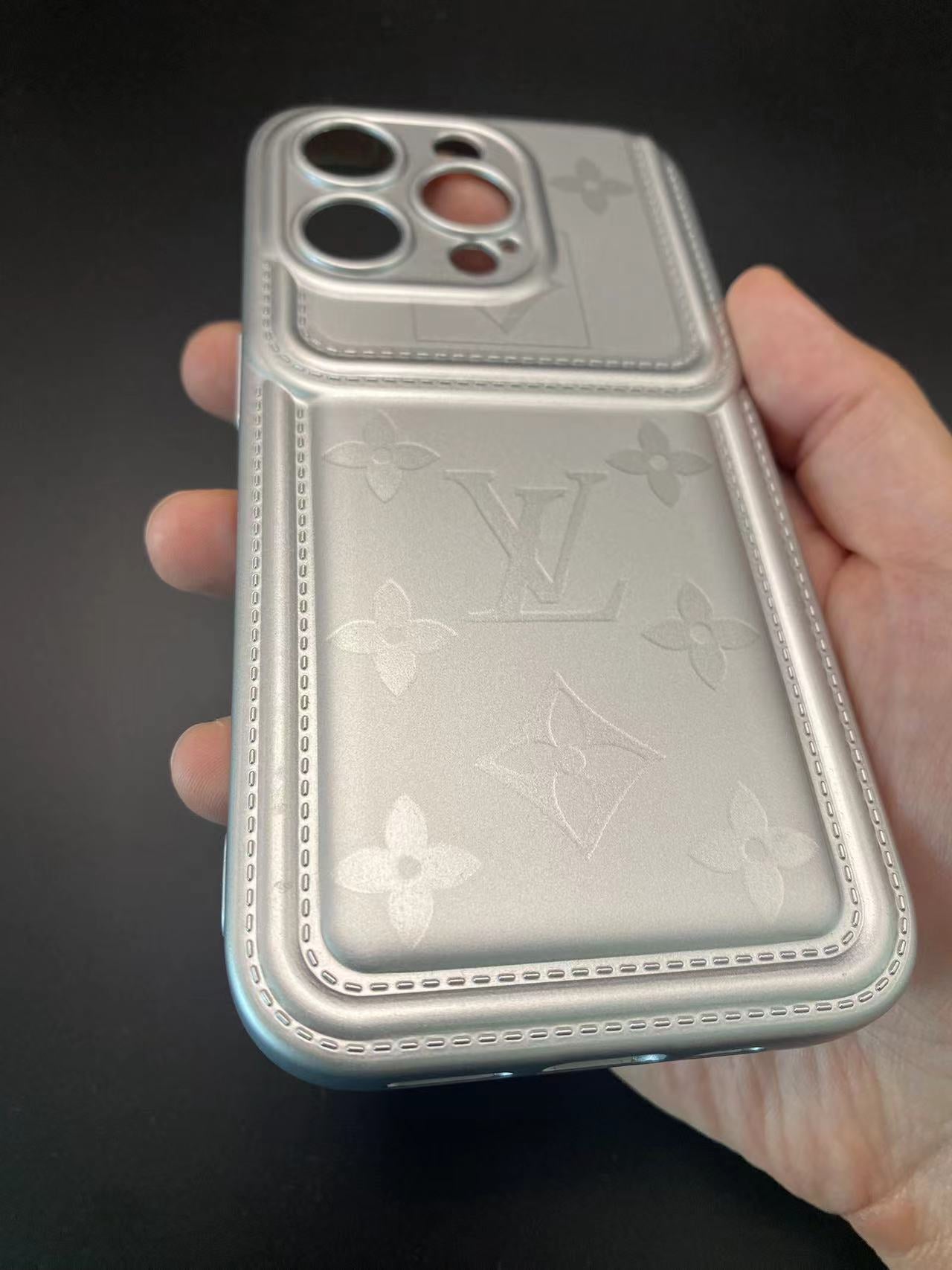 Silver LV Texture Protective Louis Vuitton iPhone Case