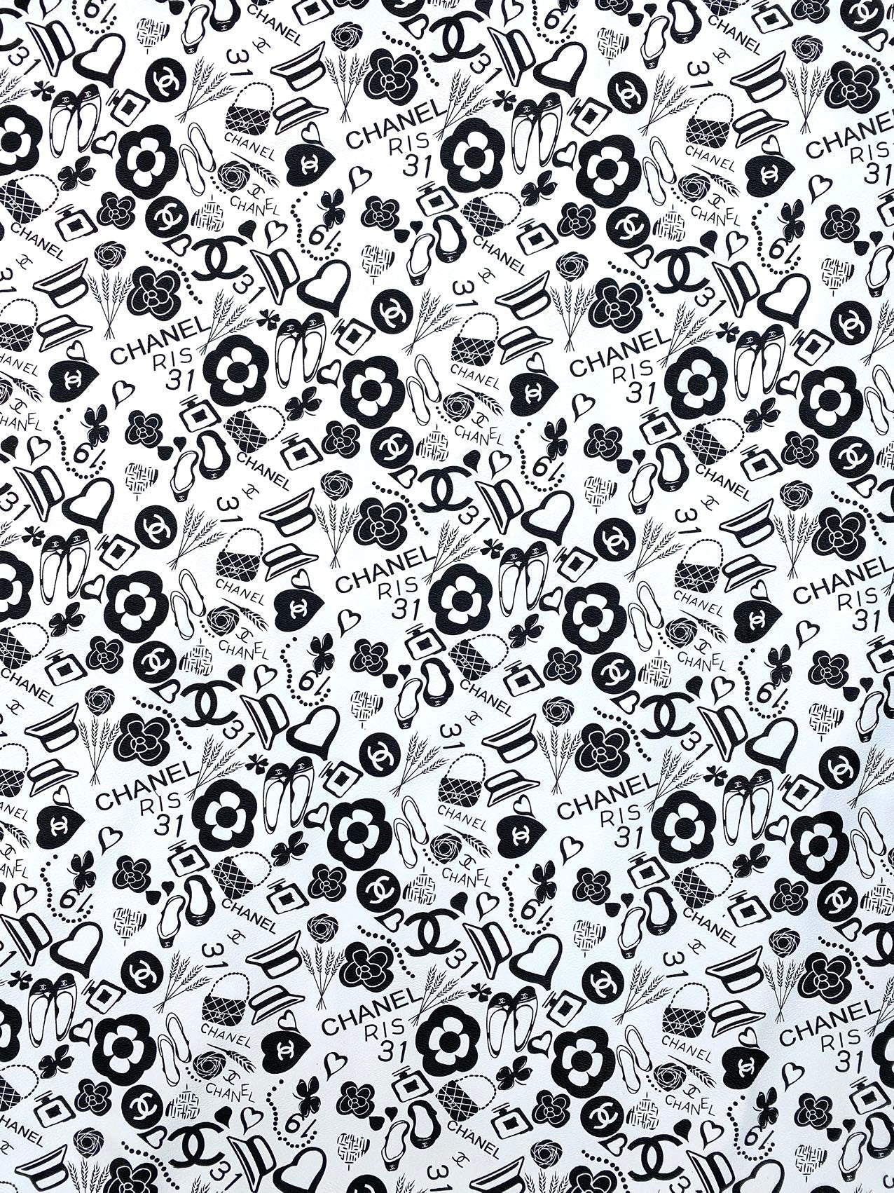 Coco Chanel Designer Leather Handmade Fabric for DIY Crafts Sneaker Upholstery