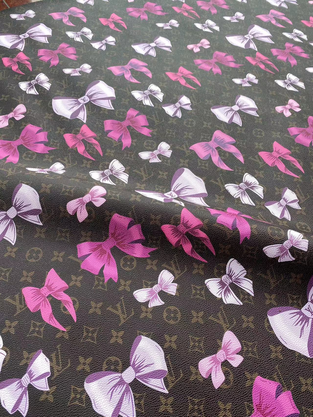 New LV Louis Vuitton Bow Leather Vinyl Fabric for Handmade Bag Custom