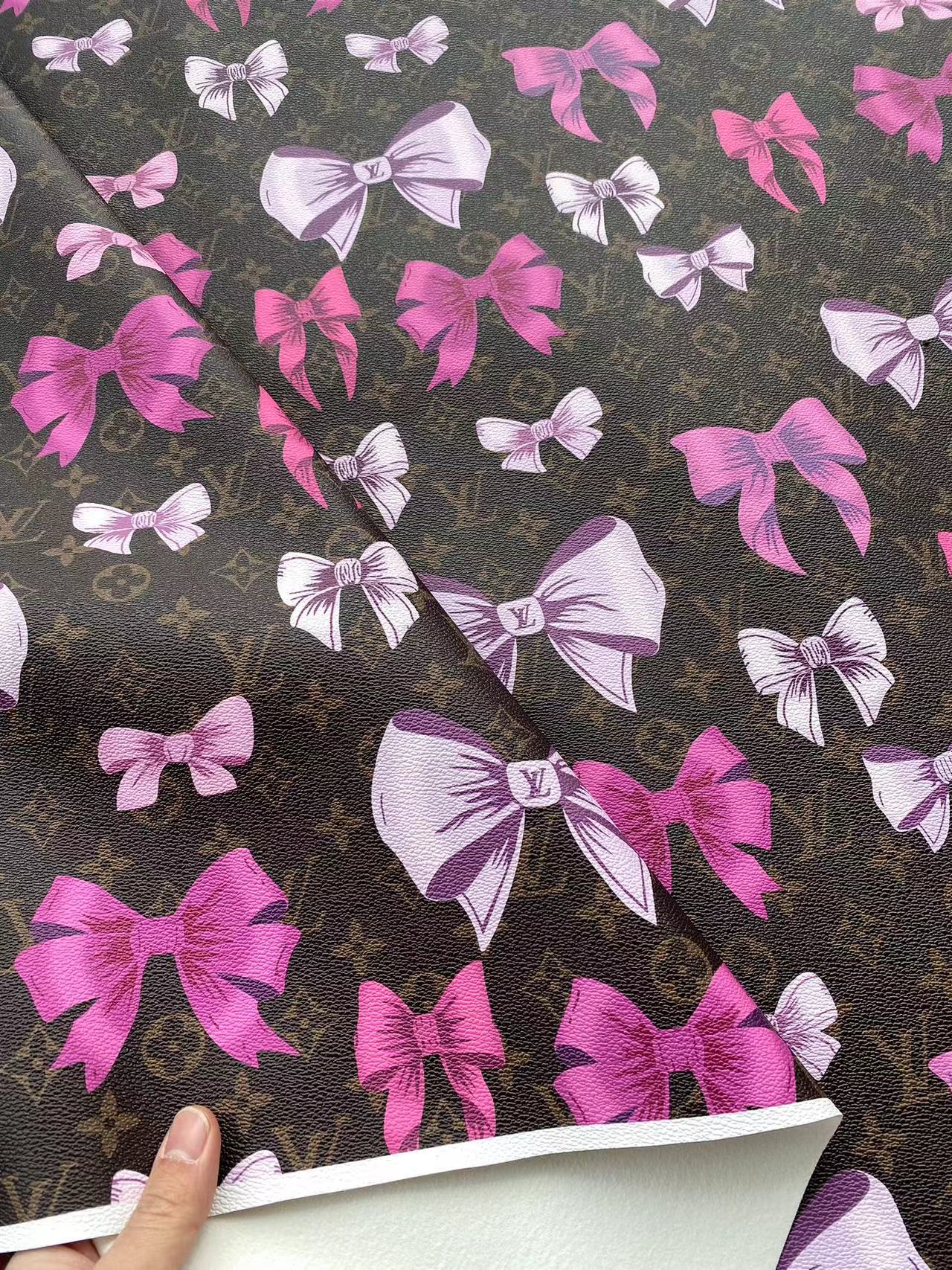 New LV Louis Vuitton Bow Leather Vinyl Fabric for Handmade Bag Custom