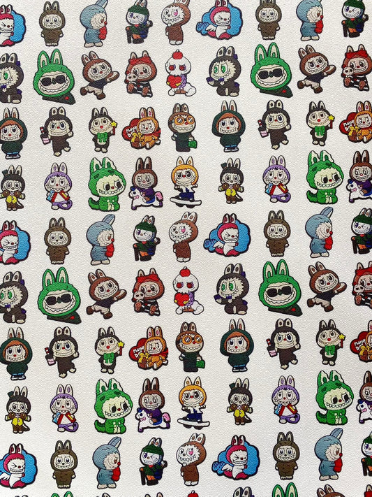 New Labubu Cartoon Faux Leather DIY Sewing Handmade for Custom Upholstery