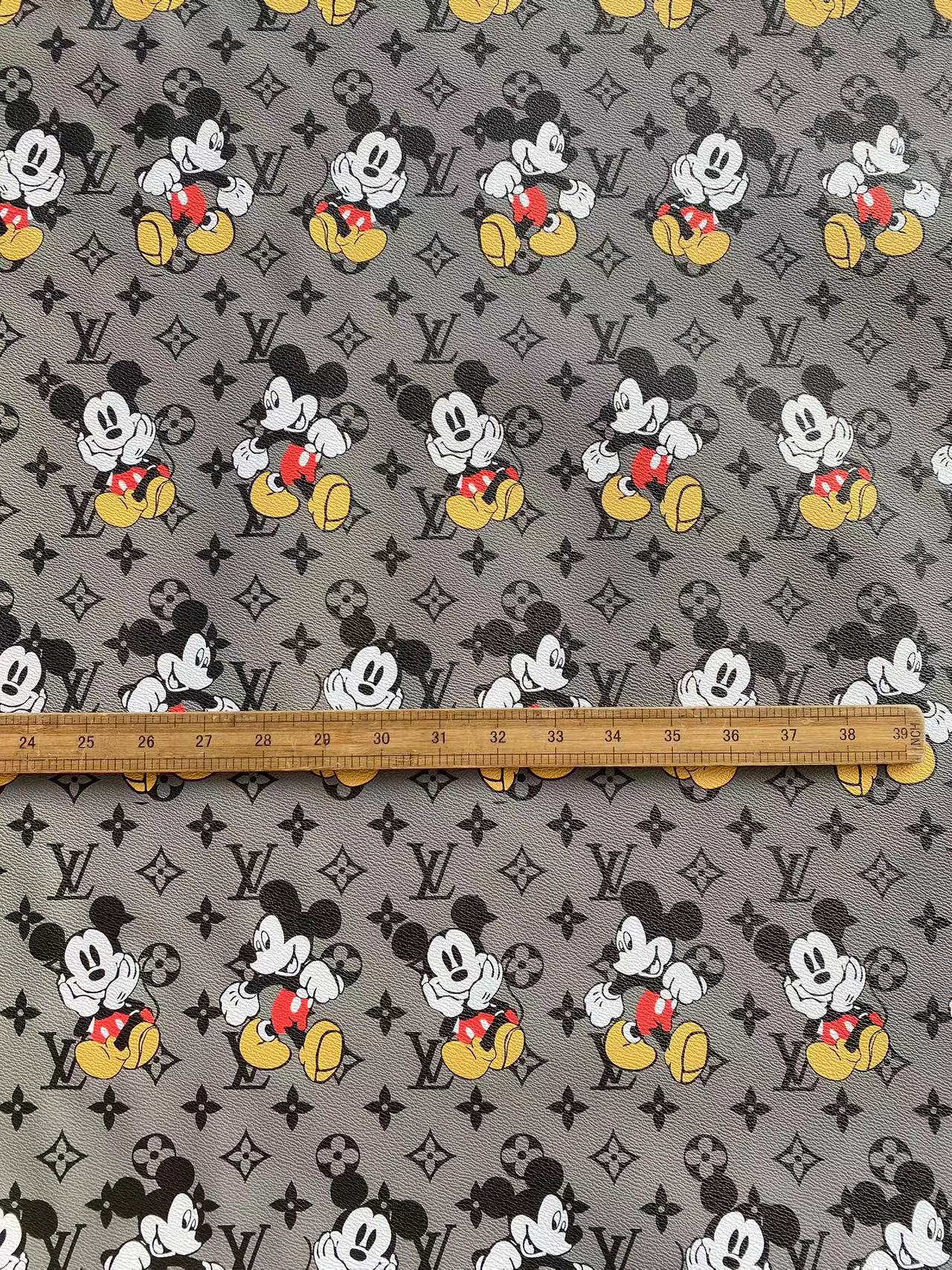 Grey Mickey Mouse LV Louis Vuitton Cartoon Designer Faux Leather Sheet Custom Sneakers