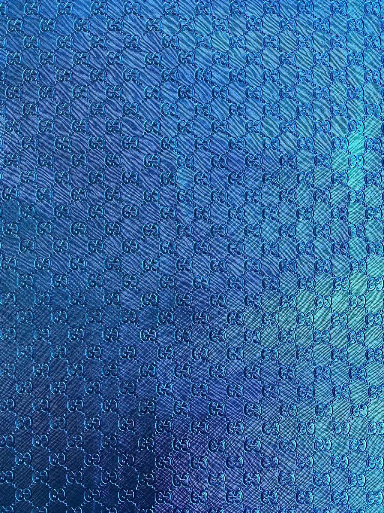 Deep Blue Embossed Gucci Faux Leather Custom Leather Fabric for DIY Sewing Sneakers