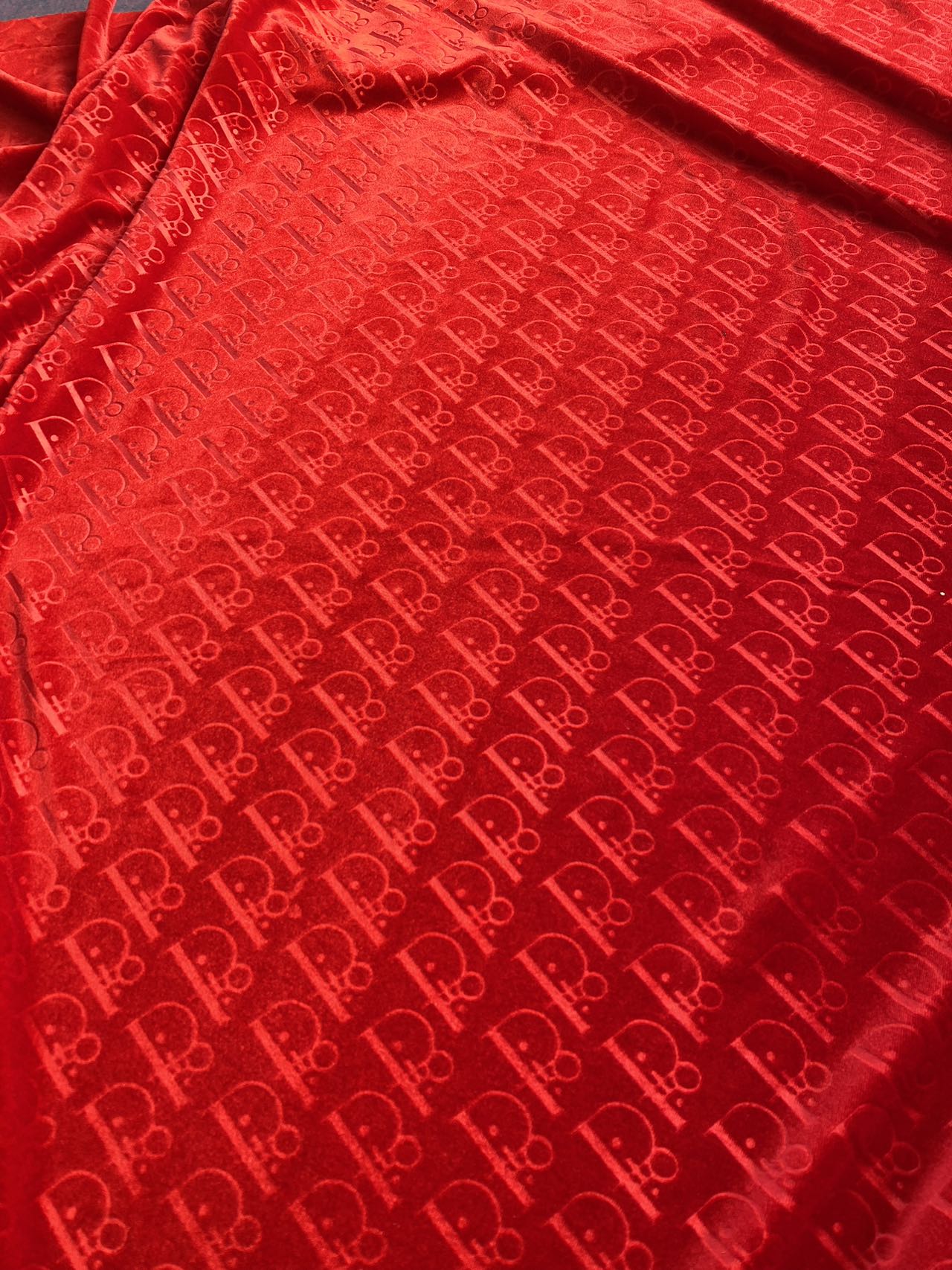 Red Dior Velvet for Shoes Custom Sneakers Designer Fabric by the Yard
