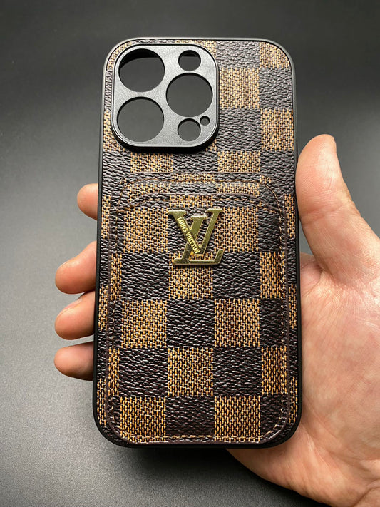 Brown Louis Vuitton Check Damier Leather iPhone Case