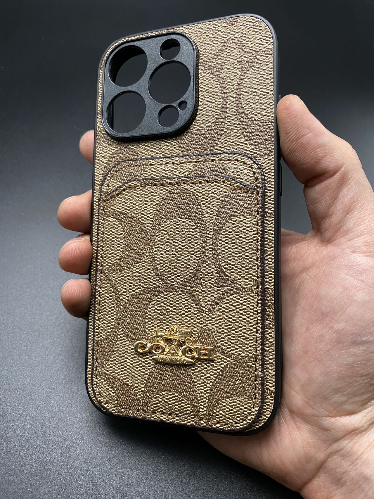 Light Cream Coach Leather iPhone Case