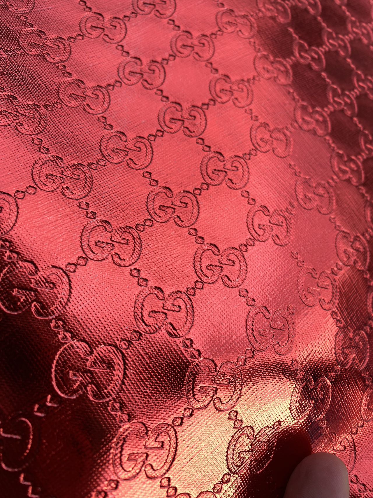 Red Shiny Soft Gucci Leather Fabric for Nail Art Shoes Custom Car Interior Upholstery