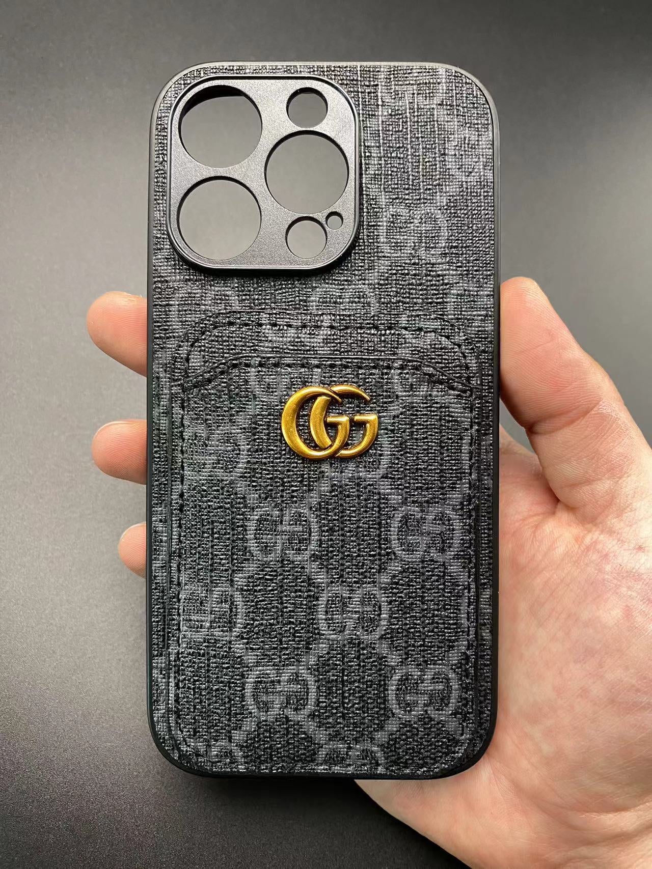 Black Gucci Accessory Leather Phone Case