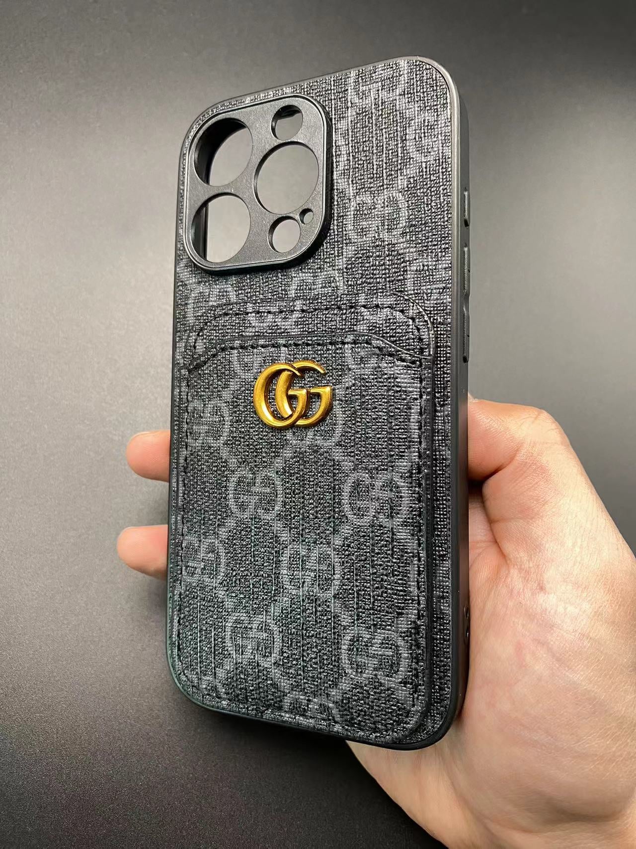 Black Gucci Accessory Leather Phone Case