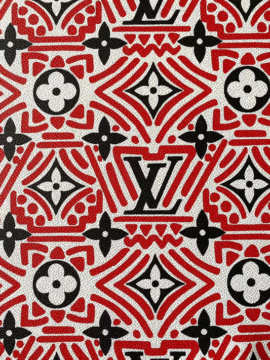 Red LV Louis Vuitton Vinyl Faux Leather for Shoes Sewing Project