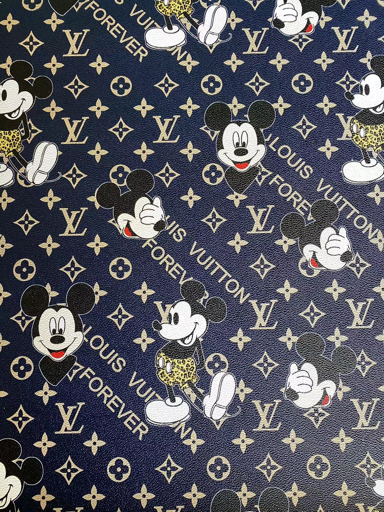 Mickey Mouse Cartoon Louis Vuitton Faux Leather for Custom Bags Sneaker