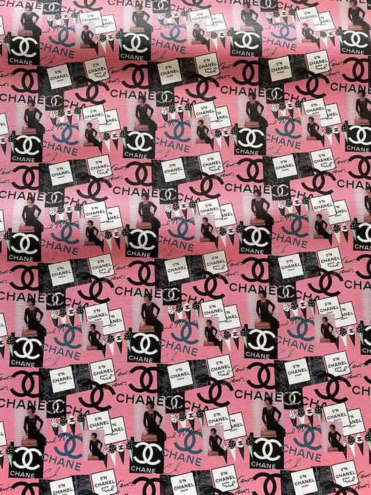 Coco Chanel Printing Faux Leather mingfabricstore for DIY Sewing