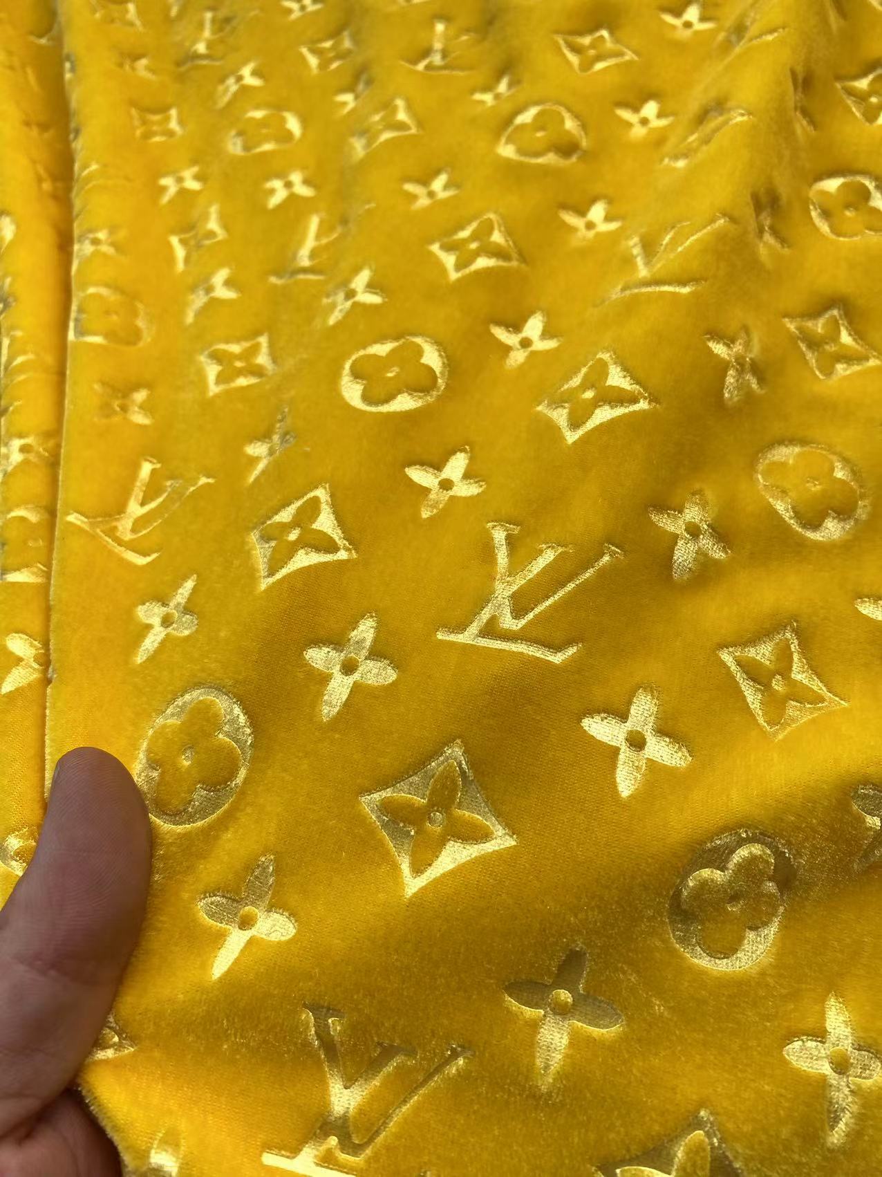 Lemon Yellow Louis Vuitton LV Velvet Fabric for Shoe Sneaker Custom