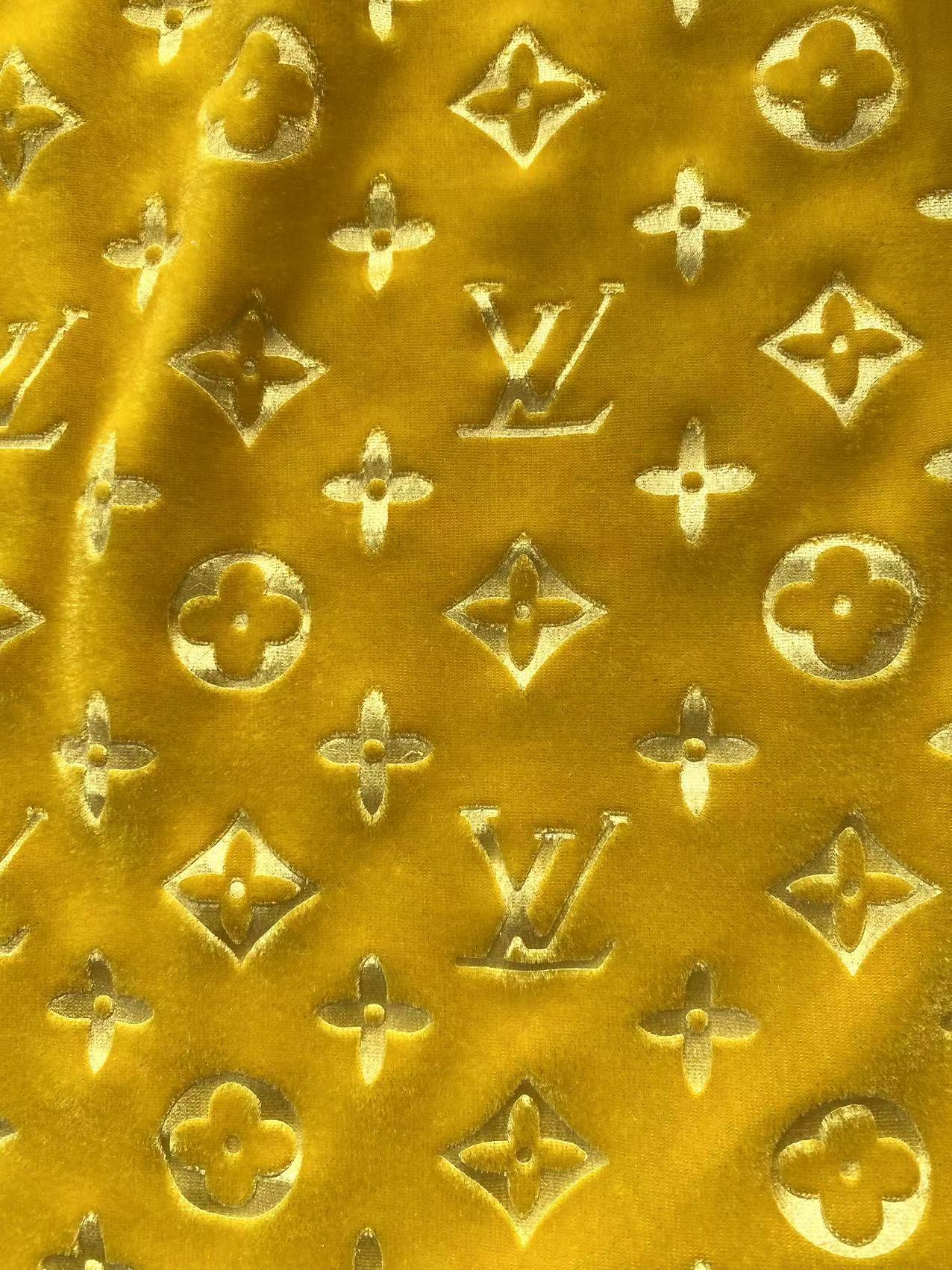 Lemon Yellow Louis Vuitton LV Velvet Fabric for Shoe Sneaker Custom