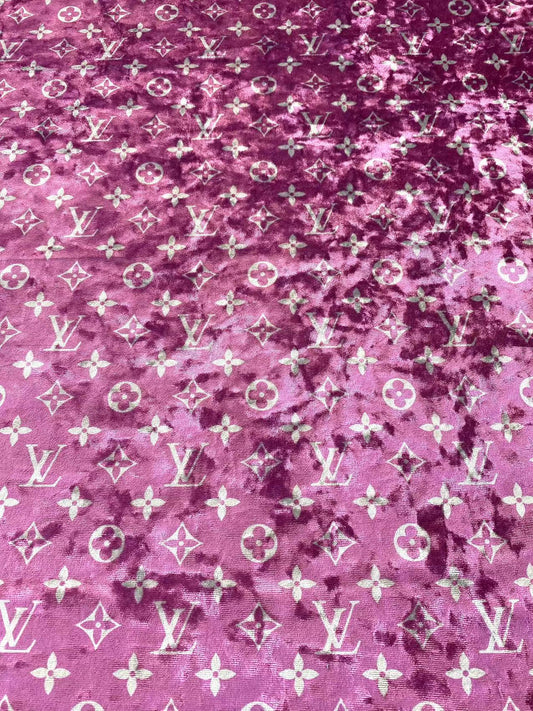 Luxury Fabric Hot Pink Louis Vuitton Velvet Fabric for Bespoke Car Wrap