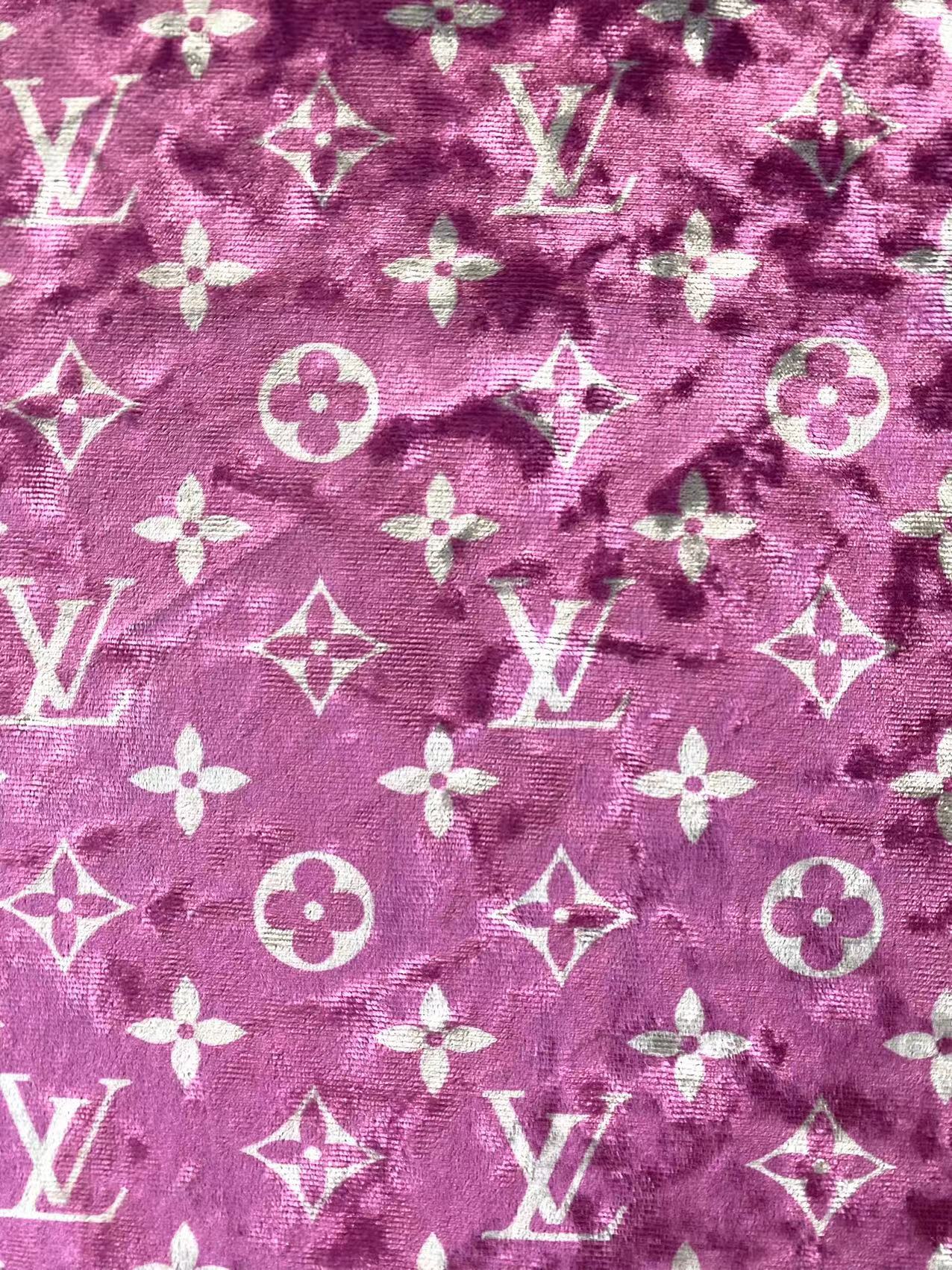 Luxury Fabric Hot Pink Louis Vuitton Velvet Fabric for Bespoke Car Wrap