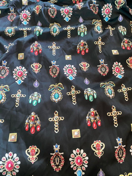 Jewelry Printing Designer Versace Satin Fabric for Summer Shirt