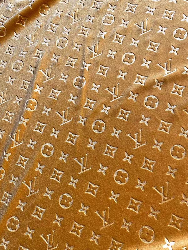 Gold LV Velvet Fabric